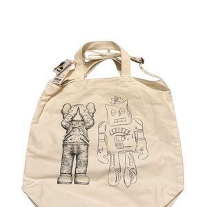 Uniqlo Kaws + Warhol collab Tote Bag off white graphic print art theme